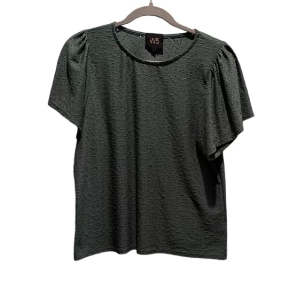 W5 Green Lace Bell Sleeve Blouse Size M